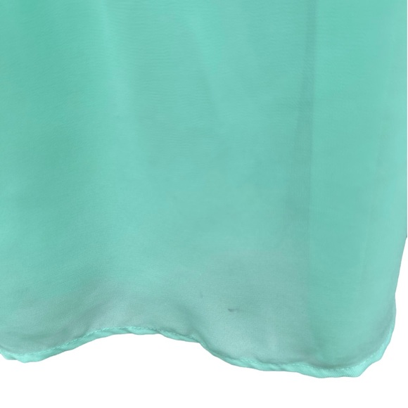 Sz L-Mint green chiffon dress with lace daisy sleeves. Purchased on ModCloth - Picture 4 of 5